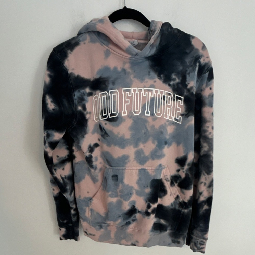 Odd Future Tie Dye Pullover Hoodie Pink Black‎ Women's  S Graphic Print Pockets